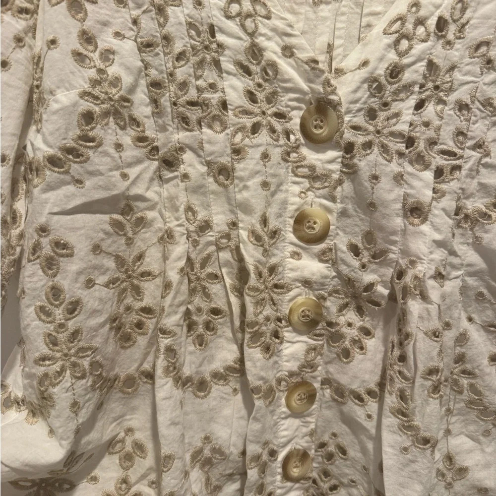 Feather & Bone Anthropologie Eyelet Floral Top